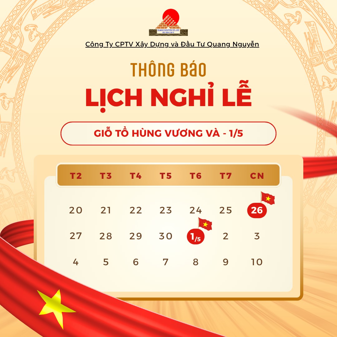 THÔNG BÁO LỊCH NGHỈ LỄ